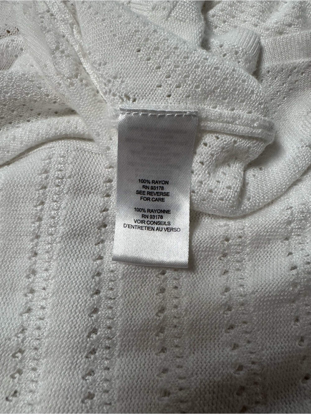 T Tahari White Pointelle Open Front Draped Waterfall Cardigan Knit Sweater L - Picture 10 of 12